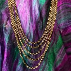 Napier Gold Chains CASCADING Multi Strand Necklace 60"